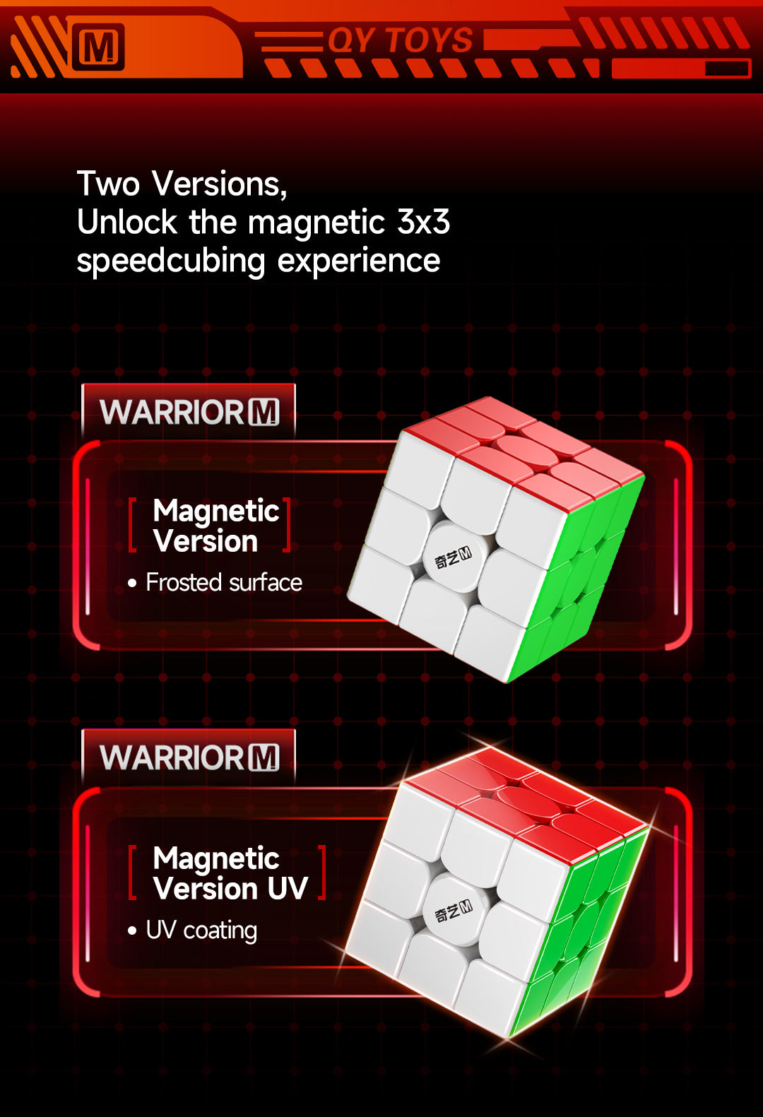 QiYi Warrior 3x3 M UV – Magnetic Speedcube in Display Box