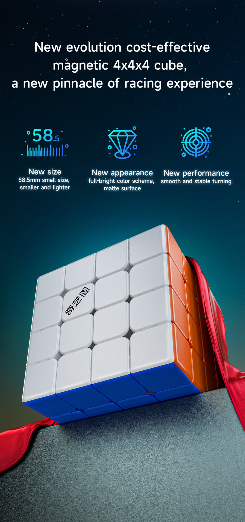 Magnetischer 4x4 Stickerless Cube – QiYi Pro Serie