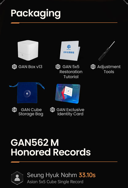 GAN 562 5x5 Magnetic Ball Core – Stickerless UV Coated