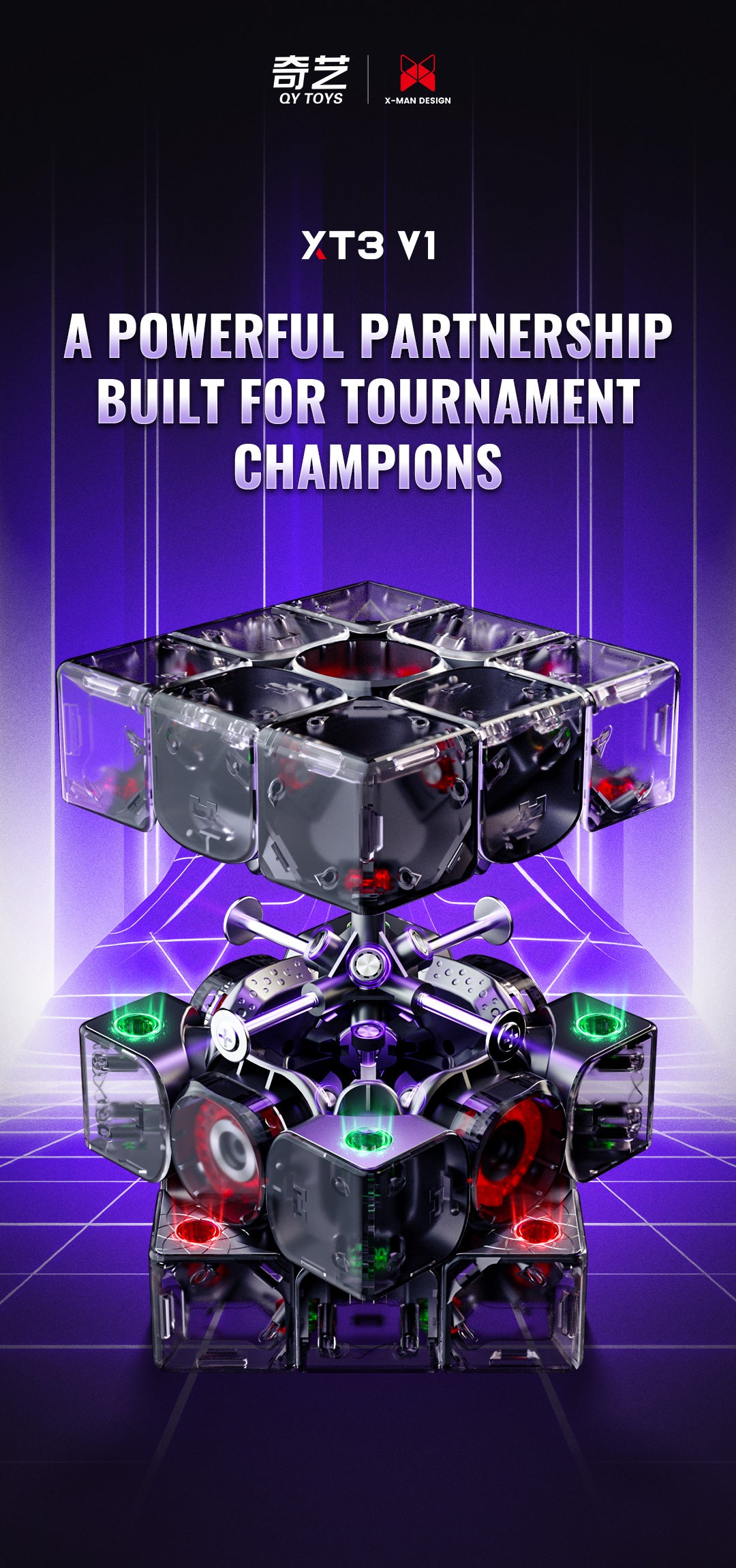 QiYi X-Man XT3 V1 3x3 Pioneer UV – MagLev Speedcube with UV coating &amp; core magnet system