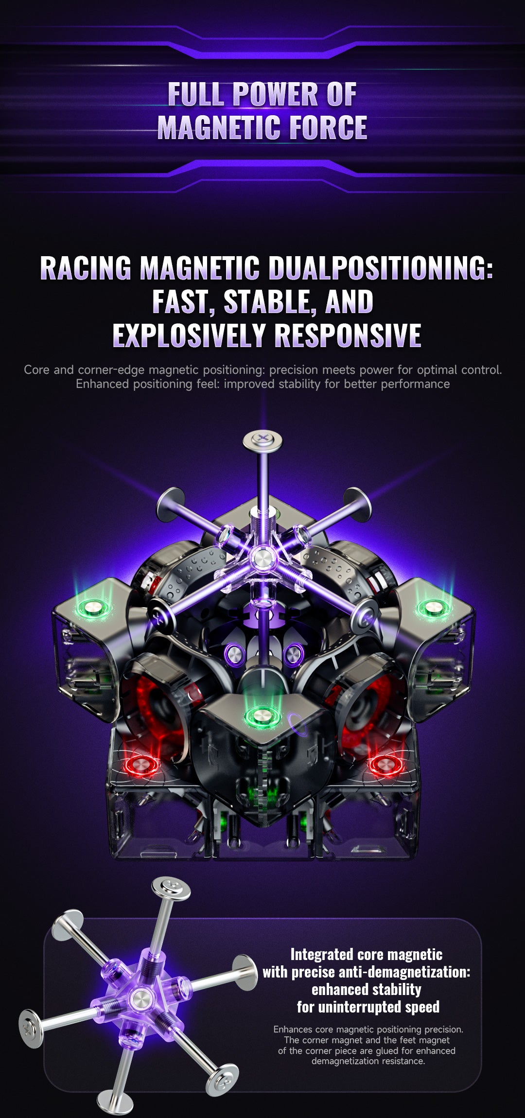 QiYi X-Man XT3 V1 3x3 Pioneer UV – MagLev Speedcube with UV coating &amp; core magnet system