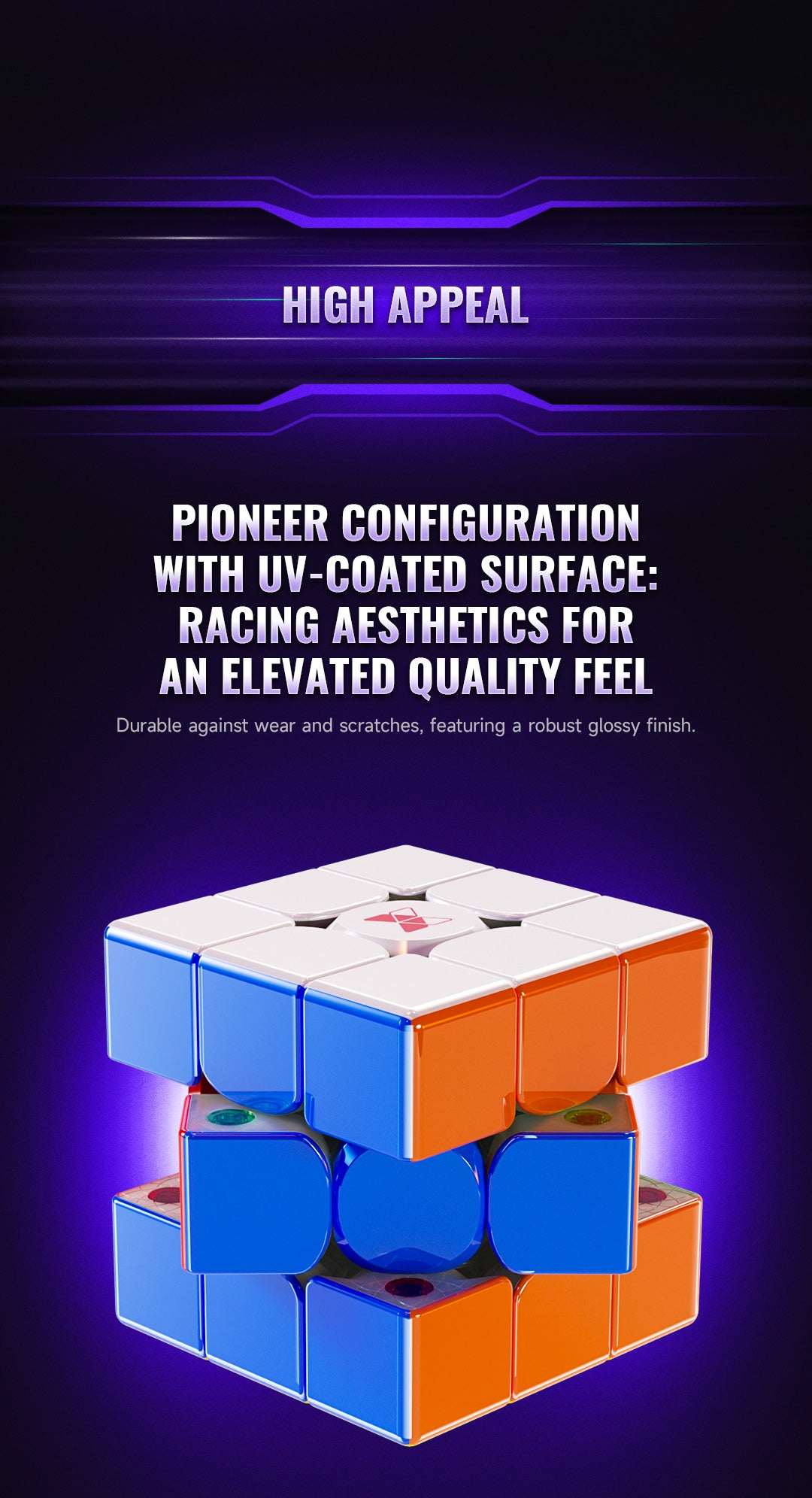 QiYi X-Man XT3 V1 3x3 Pioneer UV – MagLev Speedcube with UV coating &amp; core magnet system